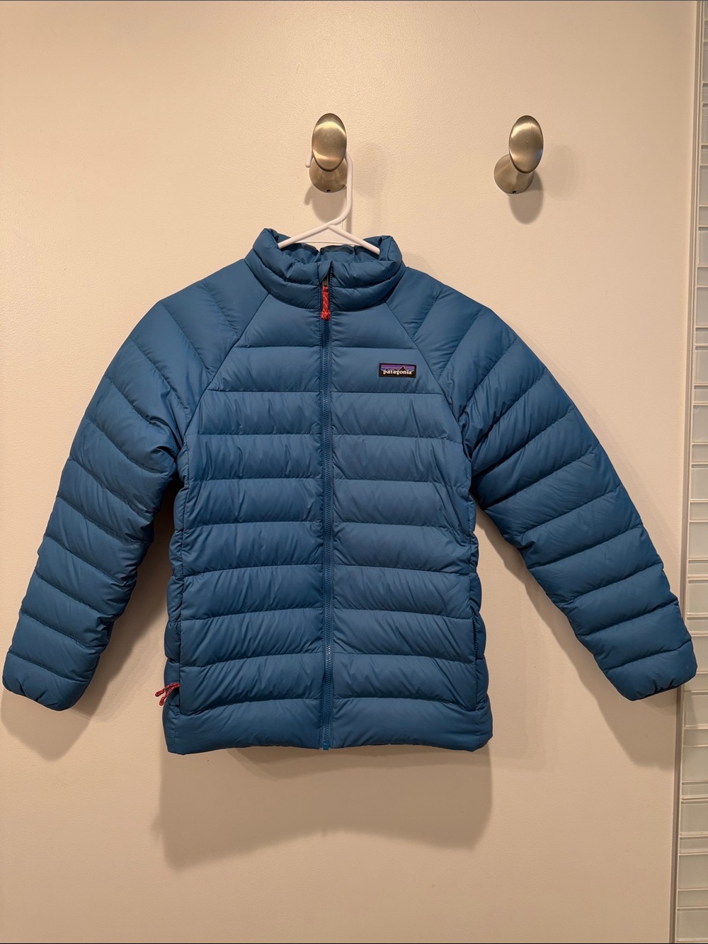 Patagonia kids blue down sweater jacket coat large